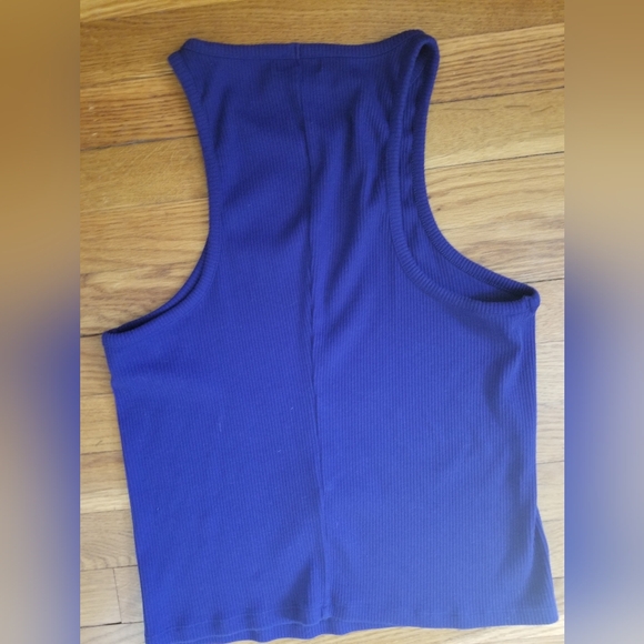 J CREW Blue Racer Back Rib Knit Top - Picture 2 of 3